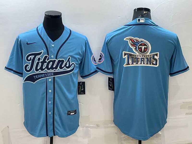 Men's Tennessee Titans Blue Team Big Logo With Patch Cool Base Stitched Baseball Jersey,We sell and wholesale Men's Tennessee Titans Blue Team Big Logo With Patch Cool Base Stitched Baseball Jersey on line form chian!